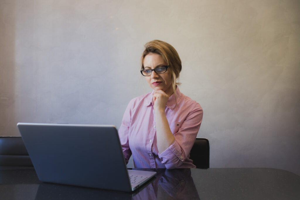 Woman working on a laptop